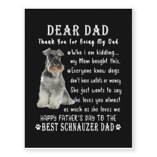 Pet Dog Schnauzer Lovers Fathers Day Schnauzer Temporary Tattoos