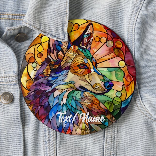 Pet Dog Shepherd Stain Glass Design Pin  (In Situ)