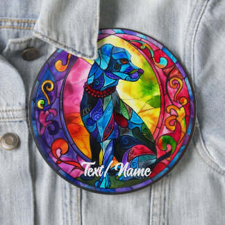 Pet Dog Stain Glass Design Pin 