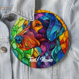 Pet Dog Stain Glass Design Pin 