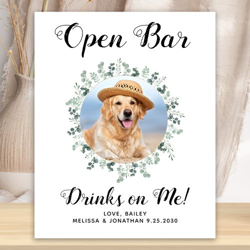 Pet Dog Wedding Open Bar Custom Photo Drinks Poster