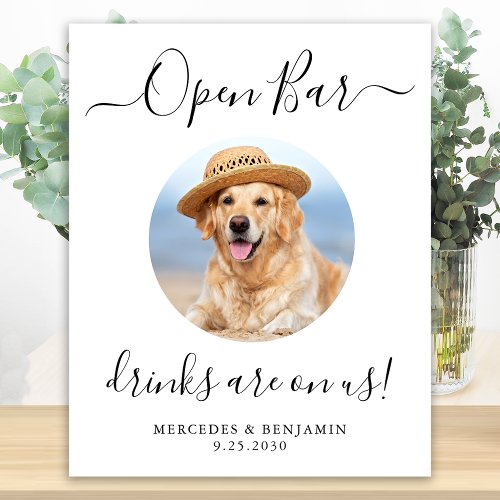 Pet Dog Wedding Open Bar Personalized Drinks On Us Poster