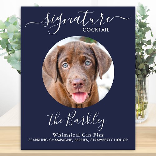 Pet Dog Wedding Signature Cocktail Navy Blue  Poster