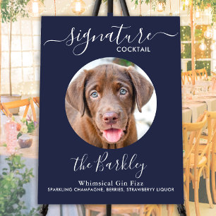 Pet Dog Wedding Signature Cocktail Photo Navy Blue Foam Board