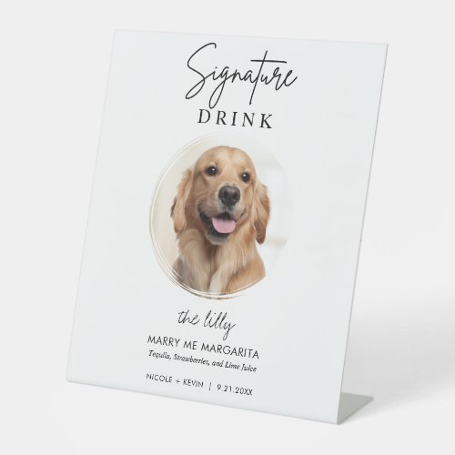 Pet Dog Wedding Signature Drinks Cocktail Bar Pedestal Sign