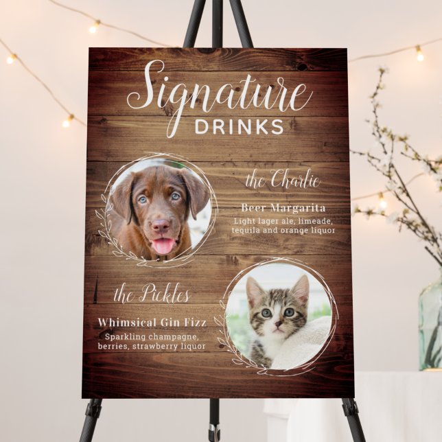 Pet Dog Wedding Signature Drinks Custom Photo Bar Foam Board (Creator Uploaded)