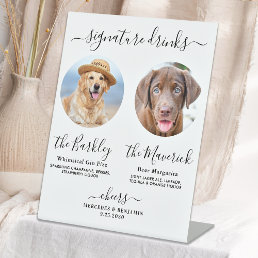 Pet Dog Wedding Signature Drinks Custom Photo Bar  Pedestal Sign