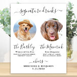 Pet Dog Wedding Signature Drinks Custom Photo Bar Poster<br><div class="desc">Signature Drinks ! Simple yet elegant calligraphy, this signature drink bar sign features two cocktails 'the Bride' and 'the Groom', personalized with your drinks of choice. Customize this elegant wedding sign with your favorite pet photo, dog photo, engagement photo or couples photos, names and signature drinks! You can also customize...</div>