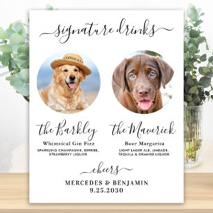 Pet Dog Wedding Signature Drinks Custom Photo Bar Poster