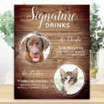 Pet Dog Wedding Signature Drinks Custom Photo Bar Poster<br><div class="desc">Signature Cocktails by from your pets! Include your best dog, best cat and any pet in your wedding with his own signature drink bar for your guests. Perfect for dog lovers, and a special dog bar will be a hit at your wedding. Simple yet elegant white with black sketch eucalyptus...</div>
