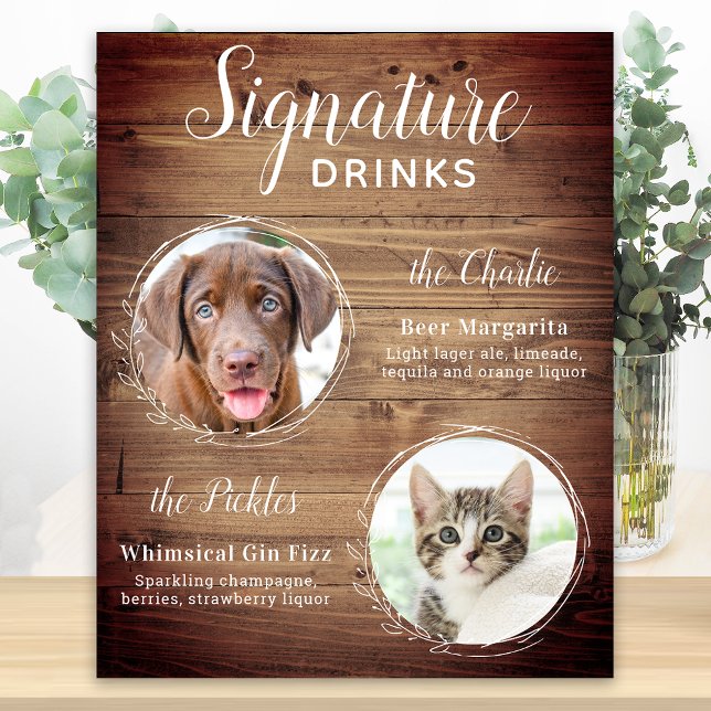 Pet Dog Wedding Signature Drinks Custom Photo Bar Poster (Creator Uploaded)