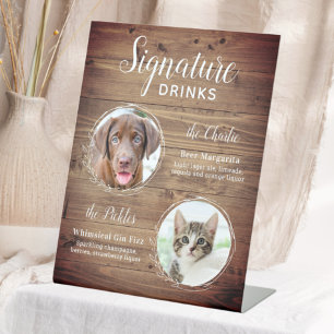 Pet Dog Wedding Signature Drinks Custom Photo Pedestal Sign