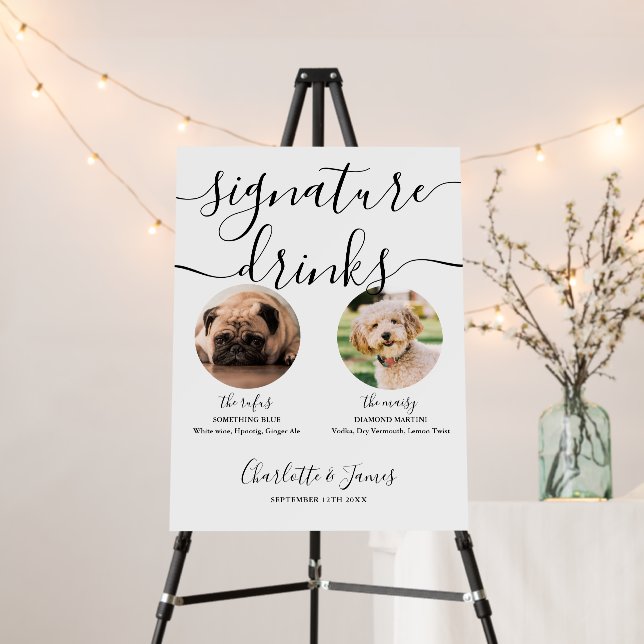 Pet Dog Wedding Signature Drinks Sign (In Situ (Stand))