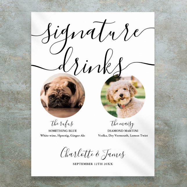 Pet Dog Wedding Signature Drinks Sign (Pet Dog Wedding Signature Drinks Sign)