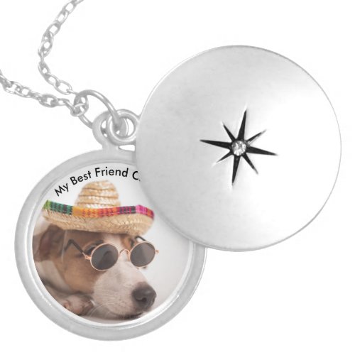 Pet Dog with Hat  Glass  Custom Photo and Text  Locket Necklace