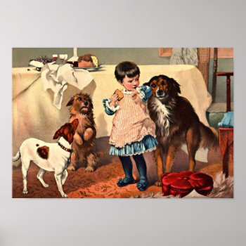 Pet Dogs Begging For Cake Vintage Print by LeAnnS123 at Zazzle