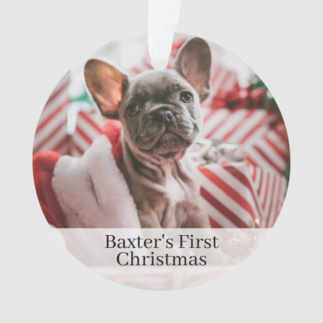 Pet Dogs First Christmas Photo Ornament (Front)