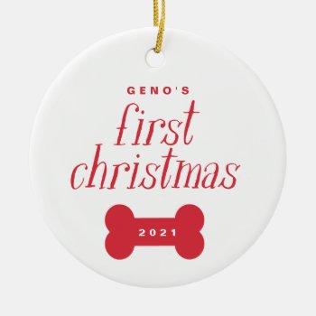 Pet | Dog's First Christmas Photo Ornament by blush_printables at Zazzle