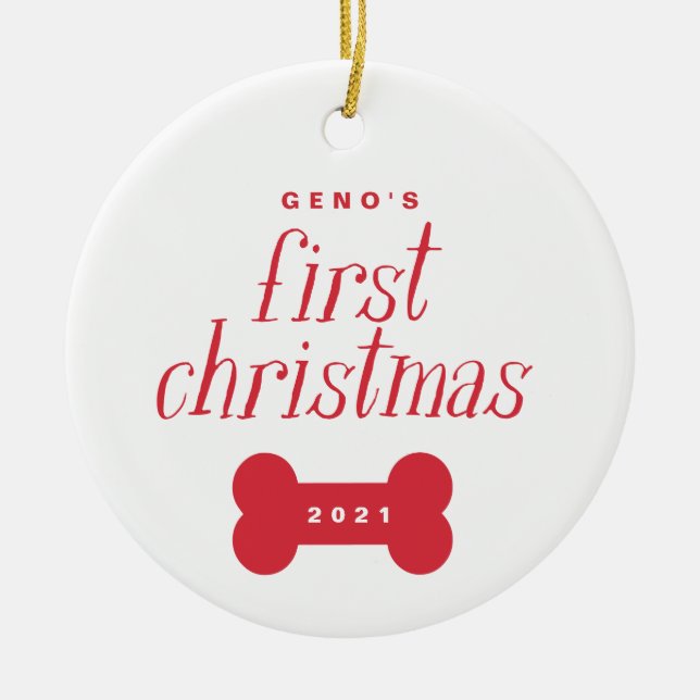 Pet | Dog's First Christmas Photo Ornament (Front)