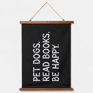Pet Dogs Read Books Be Happy Funny Bookish Dog Hanging Tapestry