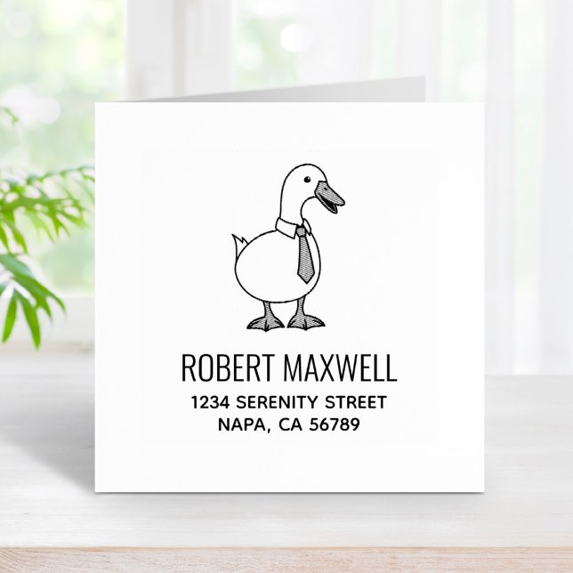 Pet Duck Goose Necktie Return Address Rubber Stamp (Creator Uploaded)