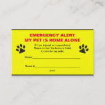 Pet Emergency Alert Home Alone Business Cards at Zazzle