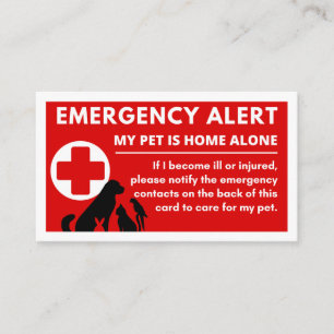 Pet Emergency Alert Medical Information Care Card