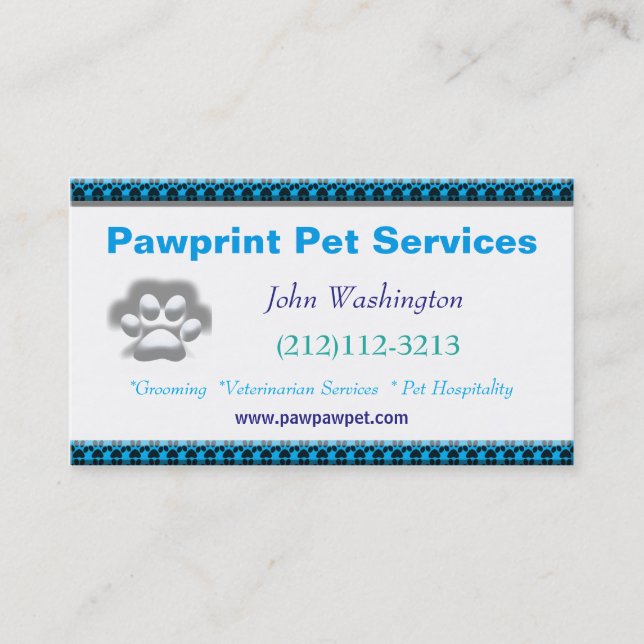 Pet emergency business card (Front)
