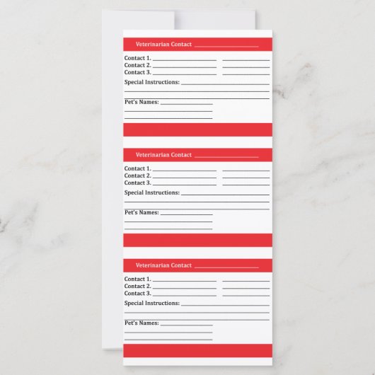Pet Emergency Card (Back)