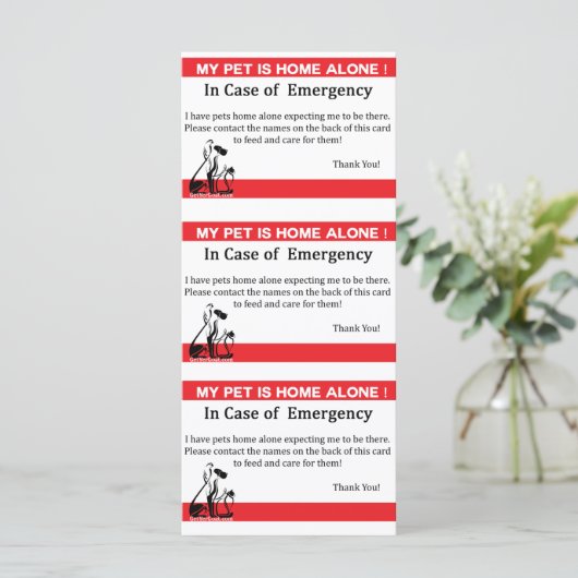 Pet Emergency Card (Standing Front)