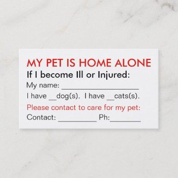 Pet Emergency Contact Info Wallet Cards Dog Cat by iGizmo at Zazzle