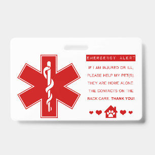 pet emergency contacts badge