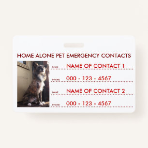 pet emergency contacts badge