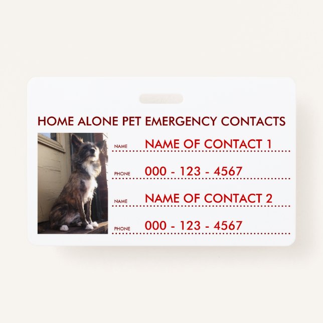 pet emergency contacts badge (Back)