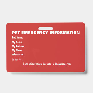 Pet Emergency Information Card v5 Badge