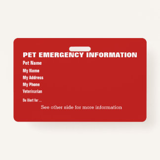 Pet Emergency Information Card v5 Badge