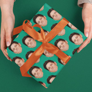 Pet Face Photo Emerald Green Gift Wrapping Paper