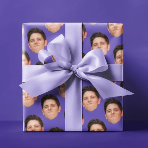 Pet Face Photo Violet Purple Gift Wrapping Paper