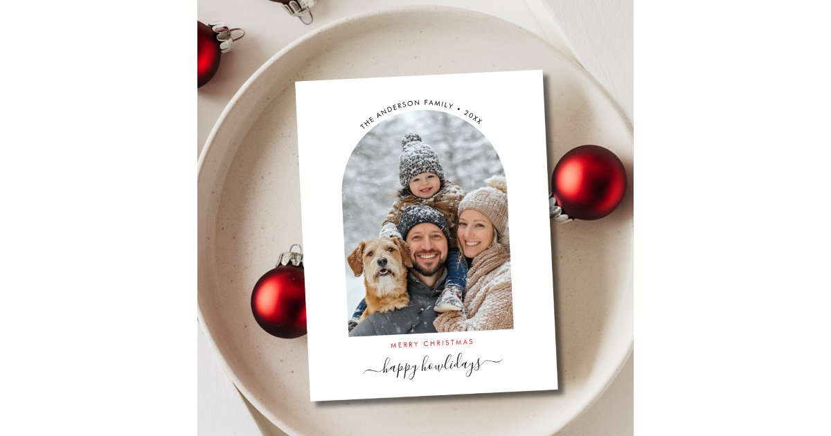 Pet Family Christmas Dog Photo Happy Howlidays Holiday Card | Zazzle