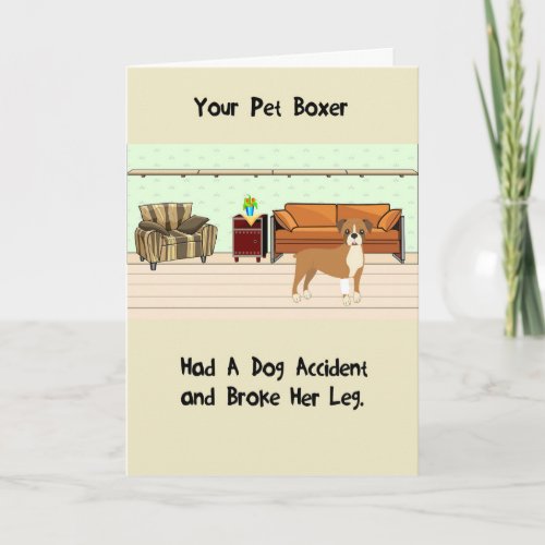 Pet Female Boxer Get Well Soon Card