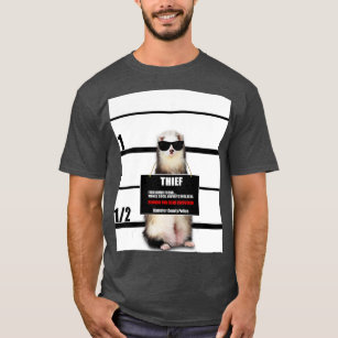 Pet Ferret  Funny Ferret Thief Mugshot Gift T-Shirt