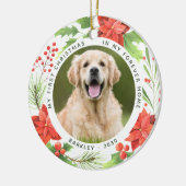 Pet First Christmas Forever Home Wreath Dog Photo Ceramic Ornament | Zazzle