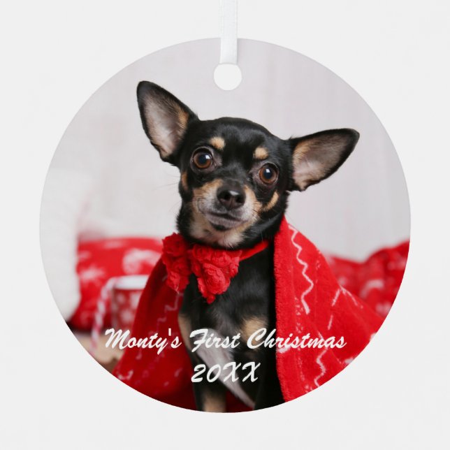 Pet First Christmas Metal Ornament (Front)