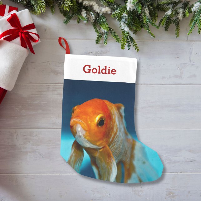 Pet Fish Lover Photo & Name Personalized Small Christmas Stocking (Creator Uploaded)