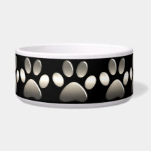 Pet Food Bowl - Platinum Paw Prints