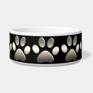 Pet Food Bowl - Platinum Paw Prints