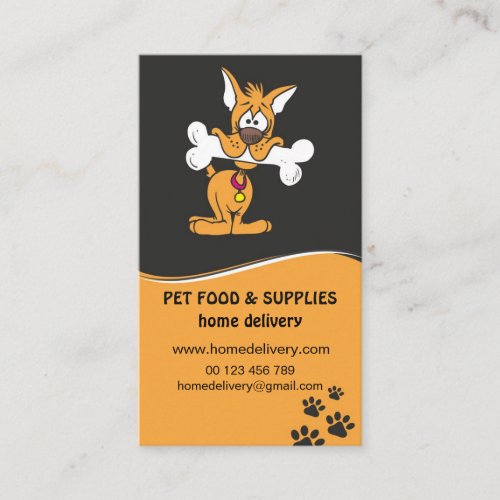 Pet food supplies home delivery business card