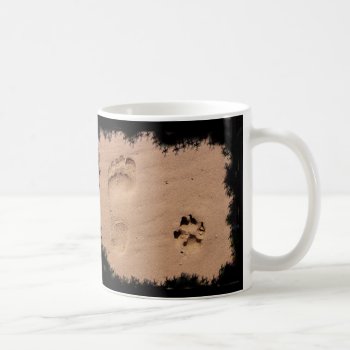 Pet & Footprint In The Sand Coffee Mug by Paws_At_Peace at Zazzle