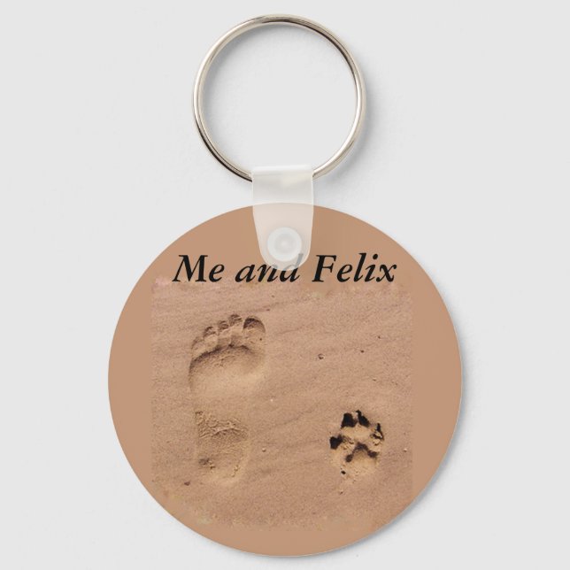 Pet & Footprint in the Sand Keychain (Front)