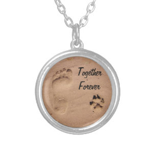 Pet & Footprint in the Sand Silver Plated Necklace